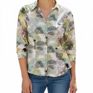 Essentials Multicolor Floral Button Down Blouse